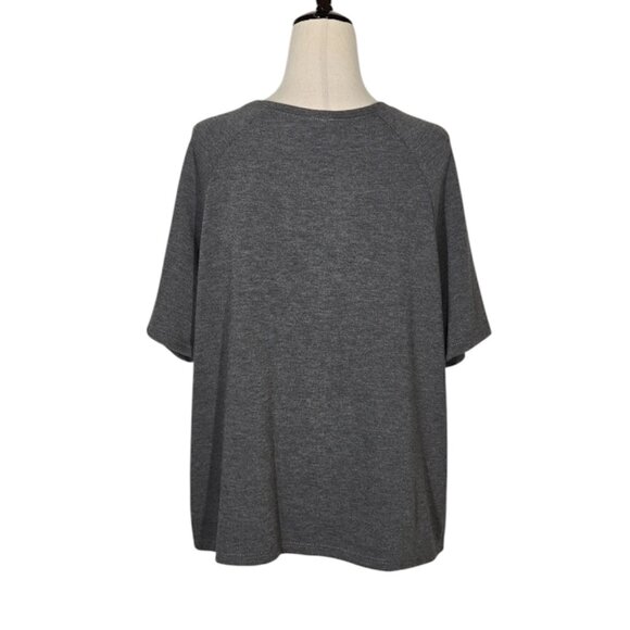 GO COUTURE Women’s Medium Gray Short Sleeve Knit Top Soft  NWT - Picture 6 of 11